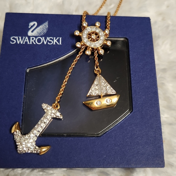 Swarovski Anchor Sailboat and Ship Wheel Necklace - Picture 2 of 16